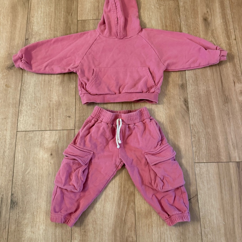 Pink Cargo Hoodie Set